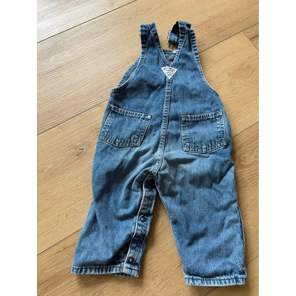 Vintage OshKosh Bgosh Kids Denim Overalls 18 Months Blue Vestbak Made in USA